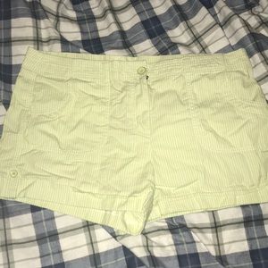 Green and white shorts